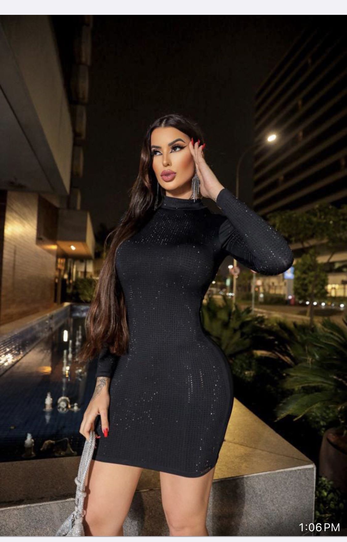 Long-sleeve party dress with a collar