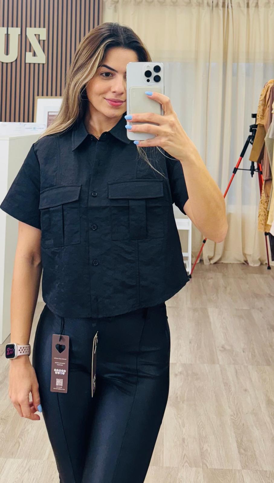 Cropped Shirt with Pocket