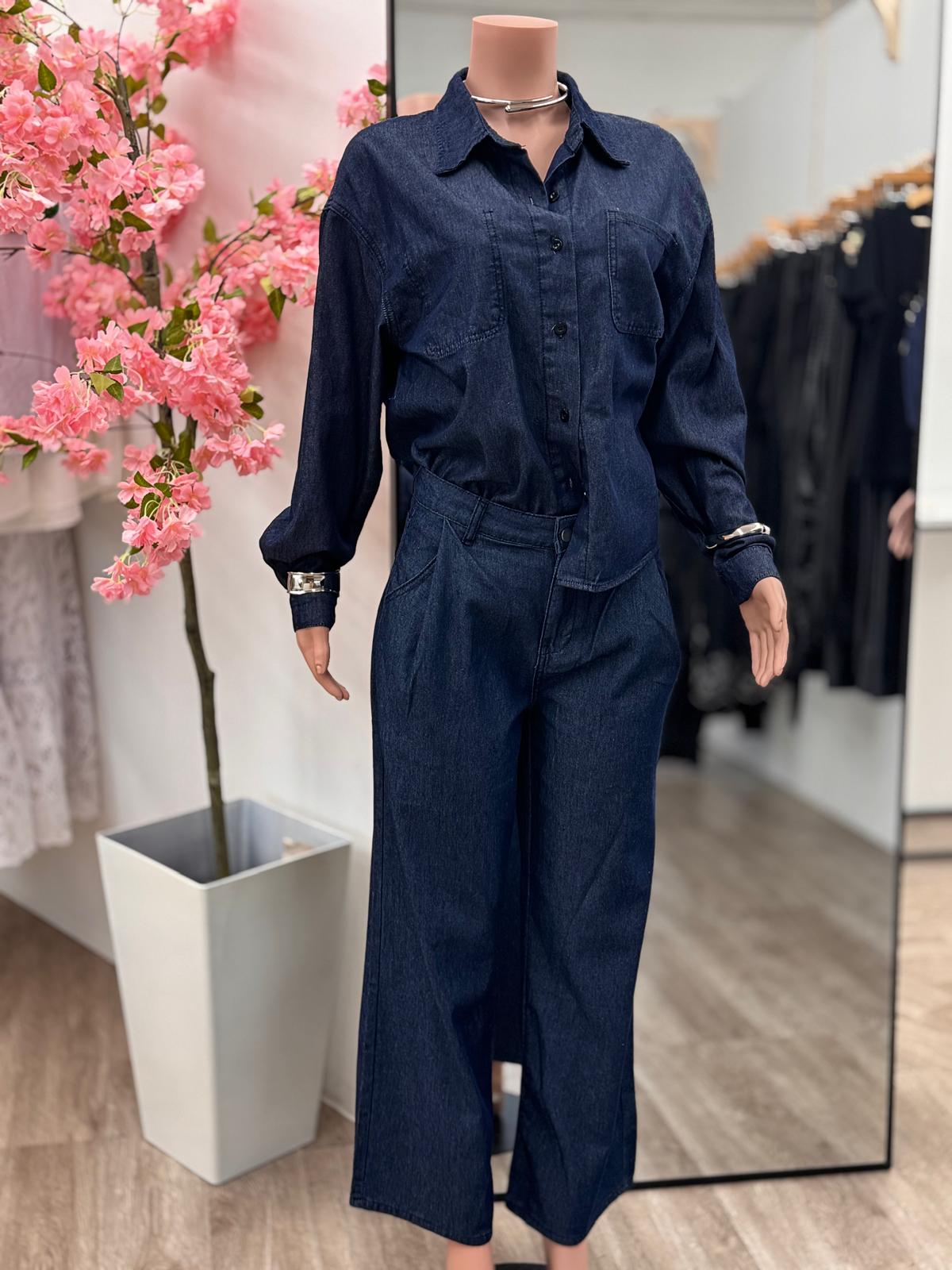 Jeans Set with Rhinestone Embellishments